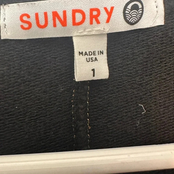 Sundry Womens Dress Blouson Ruched Black 3/4 Sleeves Gold Thread - Picture 5 of 9